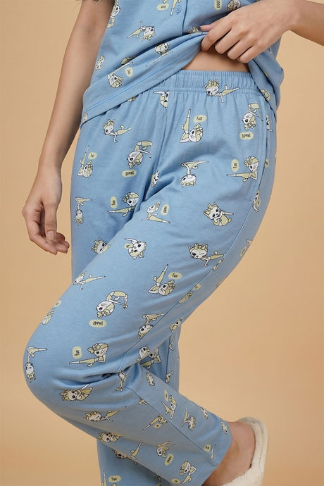 Zivame Farm Lore Knit Cotton Pyjama Set - Glaciar Lake — image 5